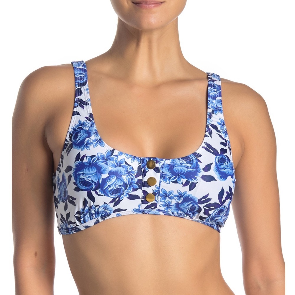 Nicole Miller Over The Shoulder Bikini Top Floral